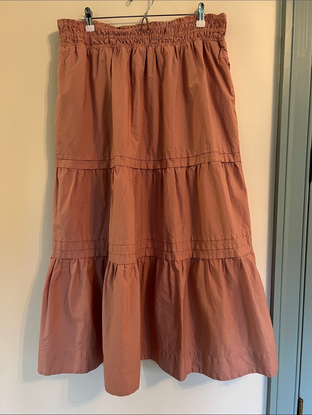 Anthropologie X Loverly Grey Women’s Tiered Maxi Skirt in Dusty Pink